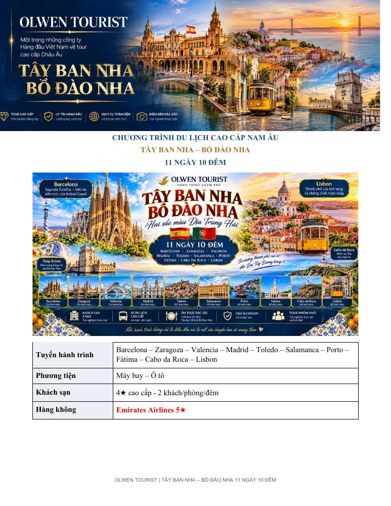 Tây Ban Nha – Bồ Đào Nha cao cấp